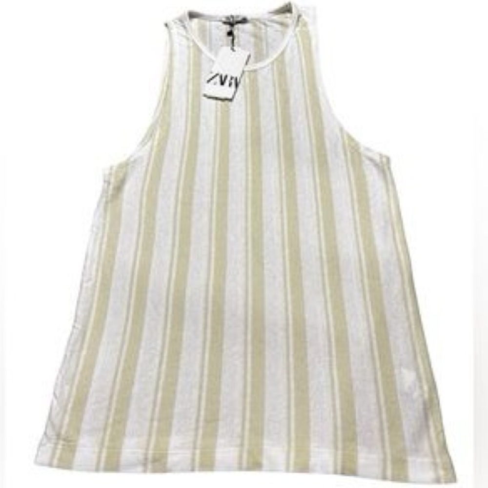 Zara Yellow and White Striped Tank Top